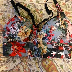 Stronger longline sports bra with cups (animal and floral)